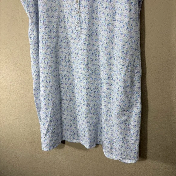 Eileen West lilac & blue tulip  Floral Cotton soft knit Nightgown Sz XL Lounge - Picture 3 of 9